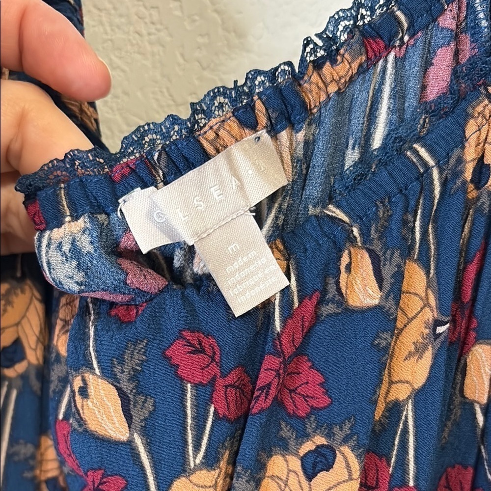Chelsea 28 Blue floral dress with Puff Sleeves Medium - Picture 2 of 7